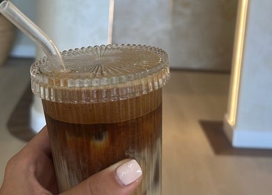 Chic iced latte at Ellie Barrow Beauty, Sunderland, England, GB, showcasing serene ambiance.