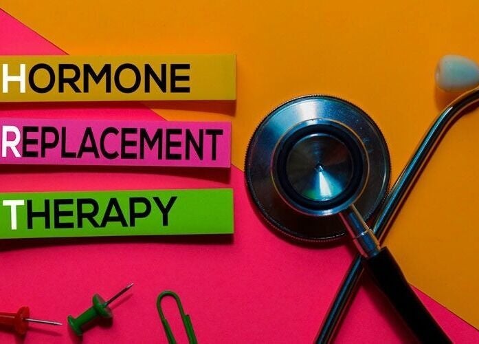 Hormone Replacement Therapy graphic with stethoscope at Hibiscus and Honey Medical and Aesthetic, West Hartford, Connecticut, US.