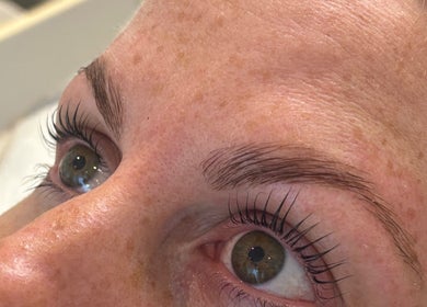 Close-up of a lash lift treatment at Danni Clark Beauty, Bognor Regis, England, GB.
