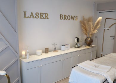 Serene laser and brow treatment room at Danni Clark Beauty in Bognor Regis, England, GB.