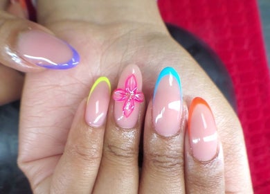 Colorful nail art at NailsbyQ, showcasing vibrant designs in Randburg, Gauteng, ZA.