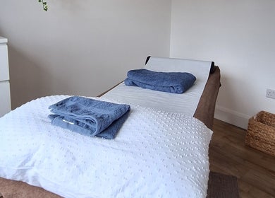 Relaxing massage bed setup at Neartú Massage, Mungret, County Limerick, IE.