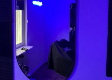 Chic room with neon blue lighting at Angelcuutzz, Jordbro, Stockholms Län, SE.