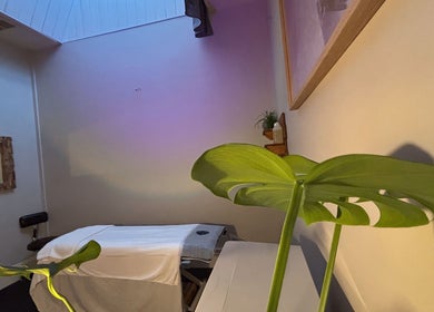 Massage room with plants at Choojai Thai Massage in Richmond, Victoria, AU.