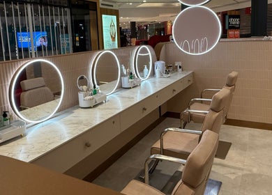 Stylish makeup stations at Brow Threads & Lashes Tea Tree Plaza, Modbury, South Australia, AU.