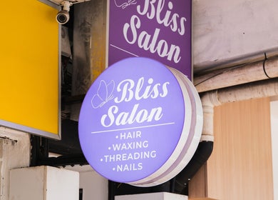 Bliss Salon signboard in Kuala Lumpur, Wilayah Persekutuan Kuala Lumpur, MY, offering hair and beauty services.