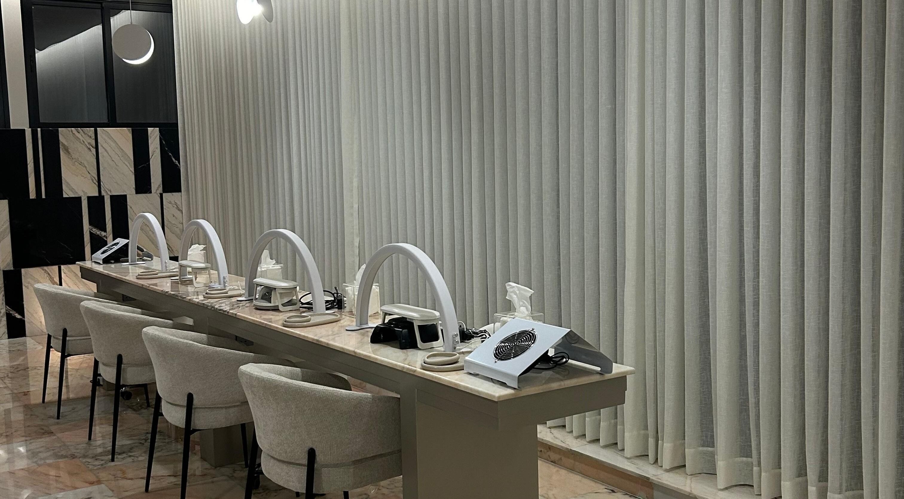 Elegant nail stations at The Nail Bar - Sulaymaniyah, Riyadh, Riyadh Province, SA.