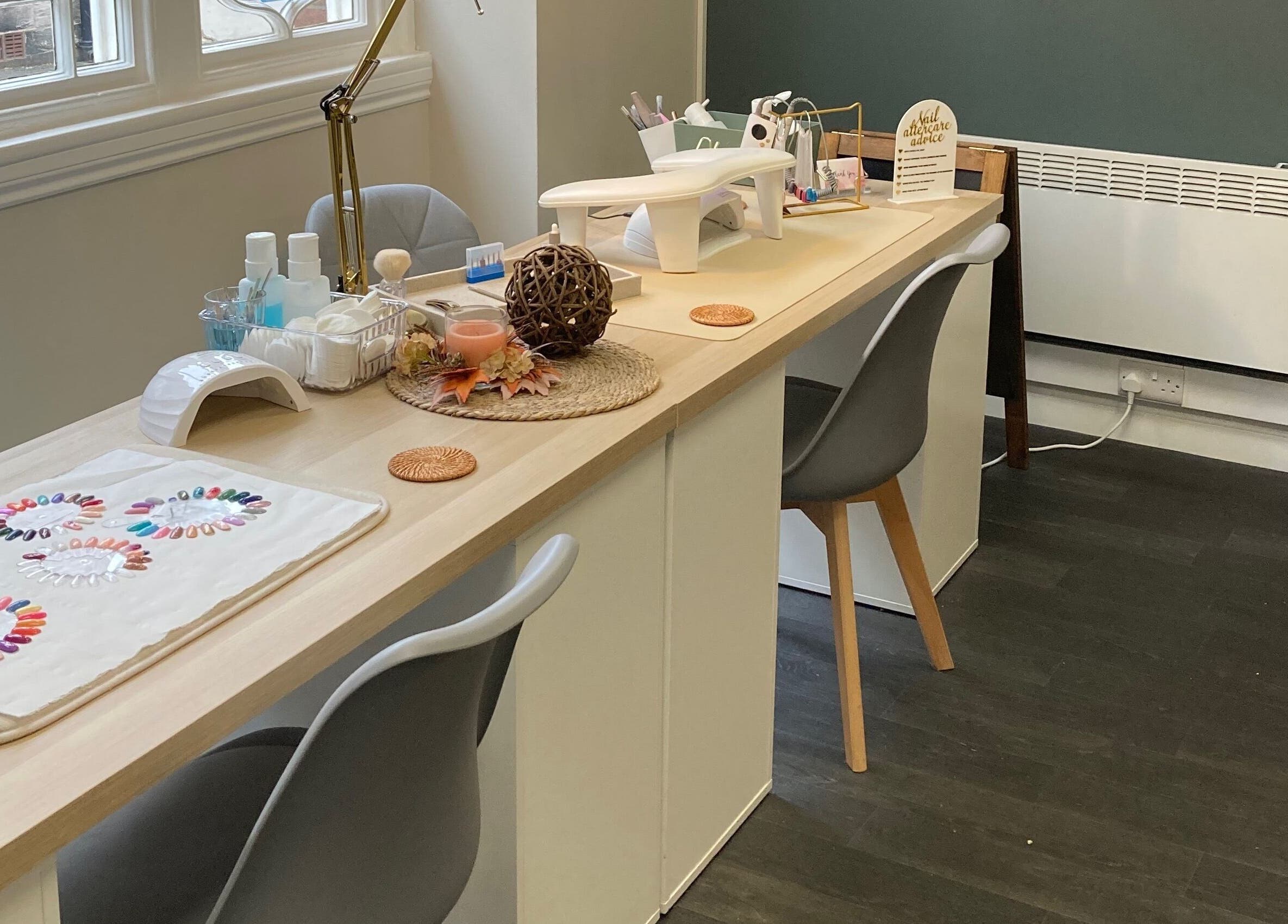 Serene nail art station at Bliss & Beauty by Nikki at Serenity, Leek, England, GB.