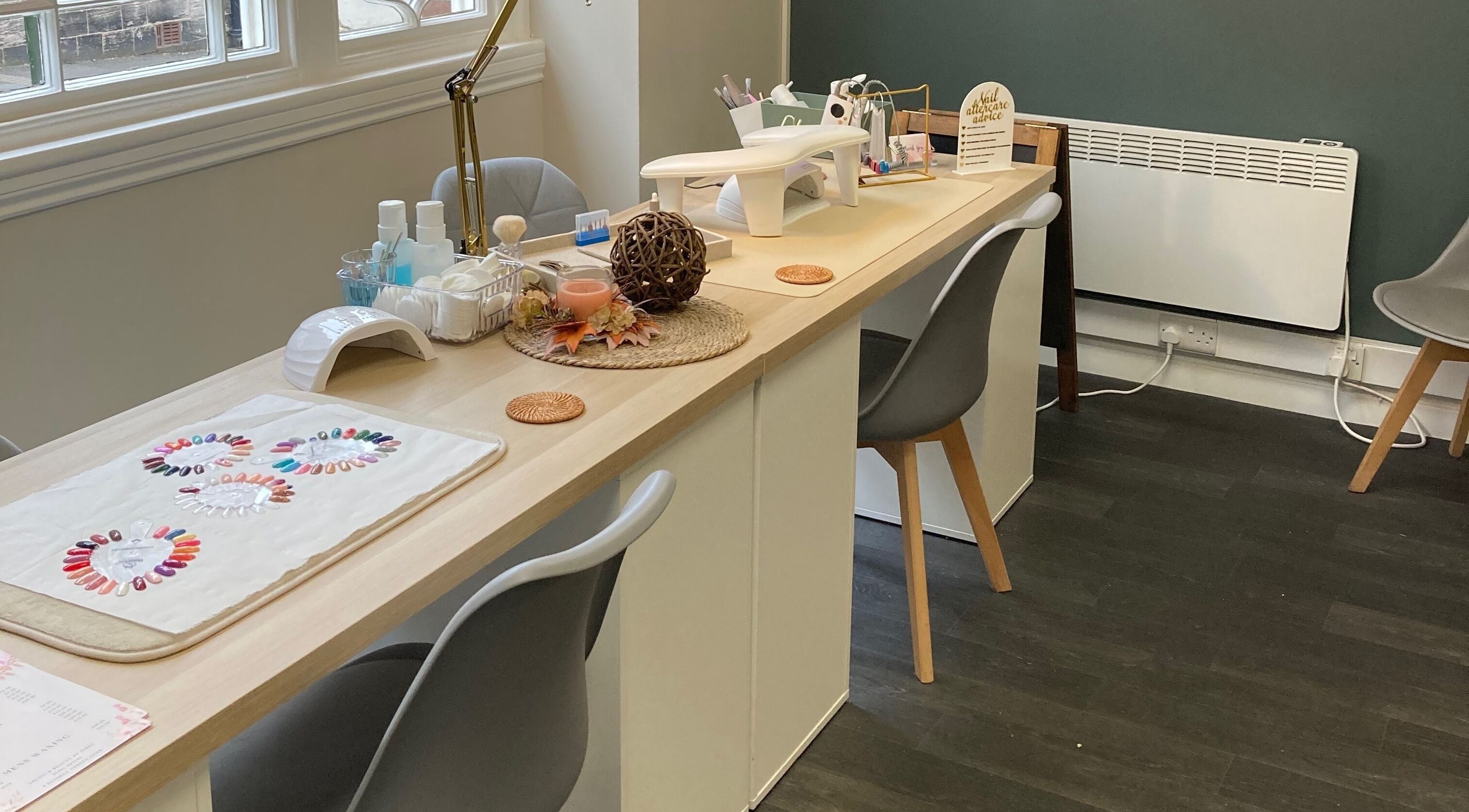 Serene nail art station at Bliss & Beauty by Nikki at Serenity, Leek, England, GB.