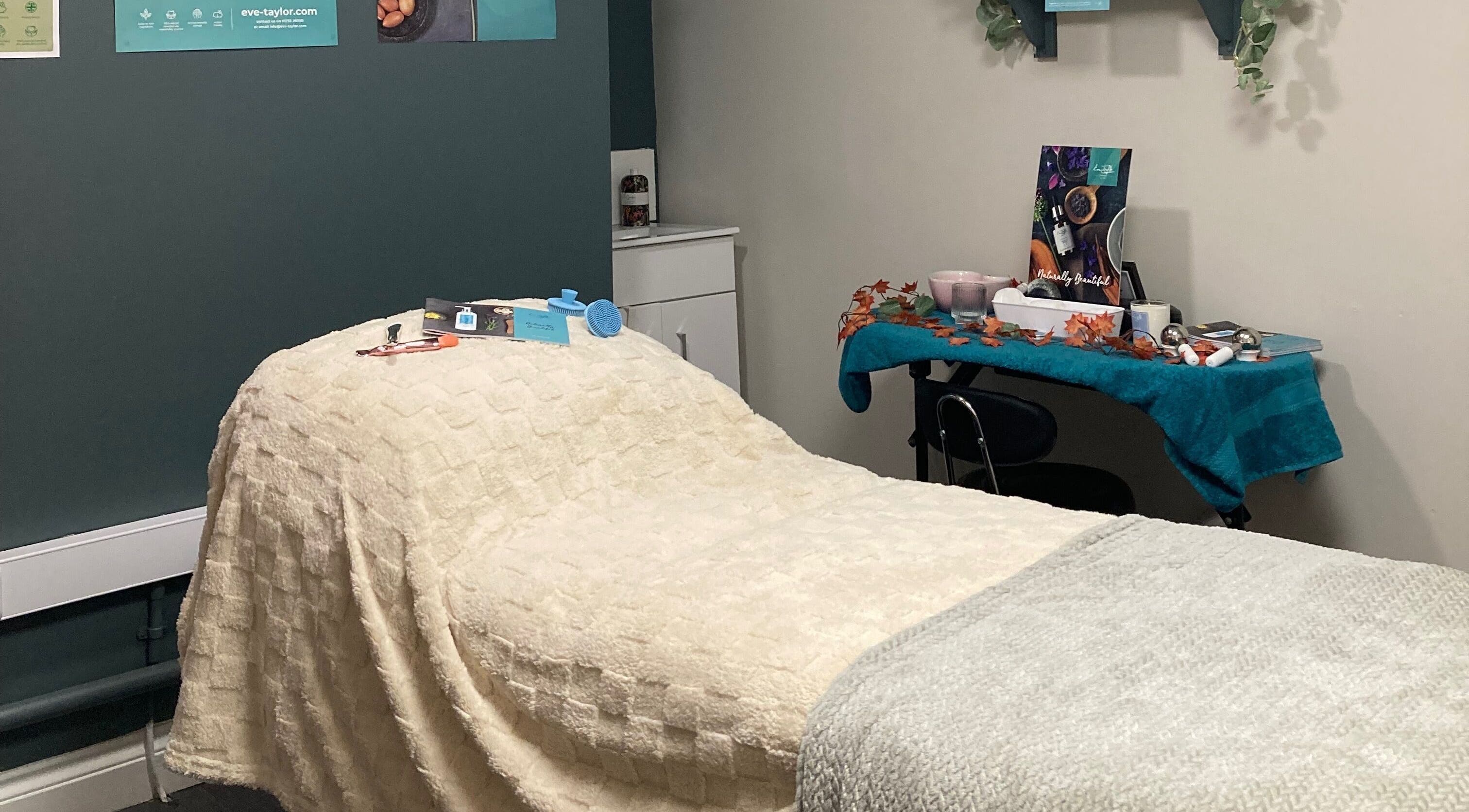 Tranquil treatment room at Bliss & Beauty by Nikki at Serenity in Leek, England, GB, showcasing cozy ambiance.