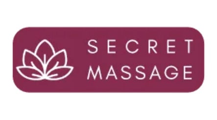 Secret Massage logo on maroon background for Home Massage in Athens, Athina, GR.