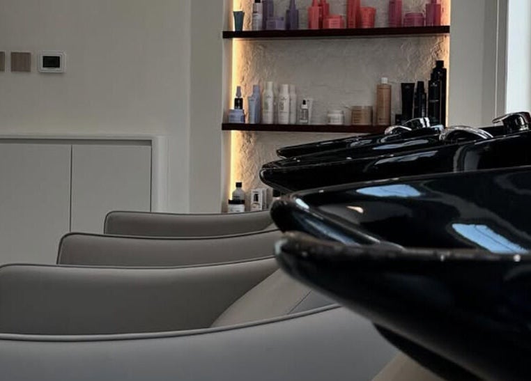 Elegant wash stations at Evaya Beauty Lounge, Dubai, Dubai, AE, showcasing modern design and luxury products.