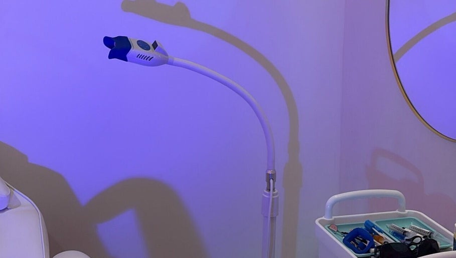 Beauty treatment room with equipment at Enhancedbym, Birmingham, England, GB.
