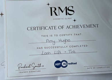 Certificate of achievement from LD Beauty, Huyton, England, GB, showcasing success in expert beauty courses.