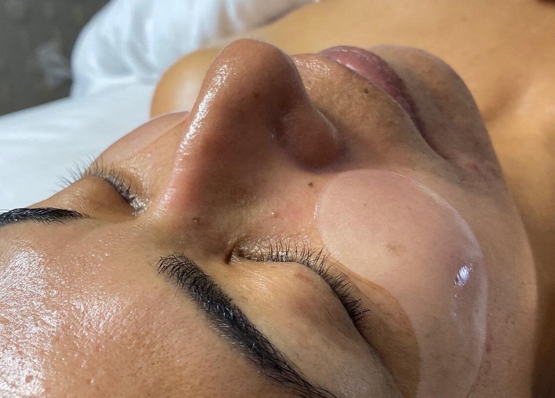 Close-up of a relaxing facial treatment at Essential Luxuries Day Spa, Snohomish, Washington, US.