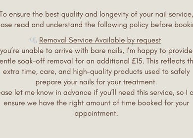 Nails by Leah Rose in Dinnington offers gentle soak-off service for an extra charge to ensure quality treatments.