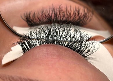 Close-up of eyelash extension at NC Beauty Bar, LLC in Milwaukee, Wisconsin, US.