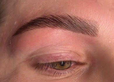 Close-up of expertly sculpted eyebrow at NC Beauty Bar, LLC in Milwaukee, Wisconsin, US.