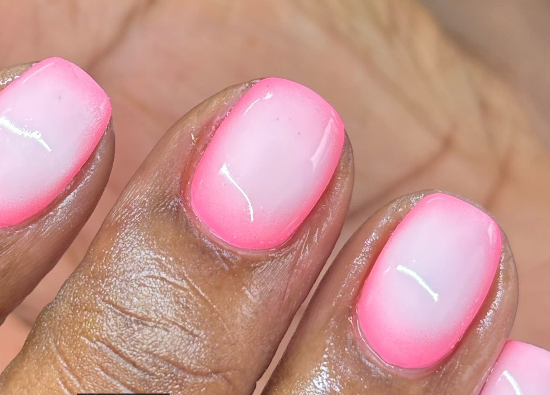 Vibrant pink ombre nails at Beauty Garden by Botshelo, Rustenburg, North West, ZA.