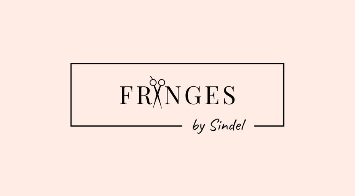 Fringes by Sindel logo featuring scissors in Ħal Tarxien, MT. Aesthetic design in soft tones.