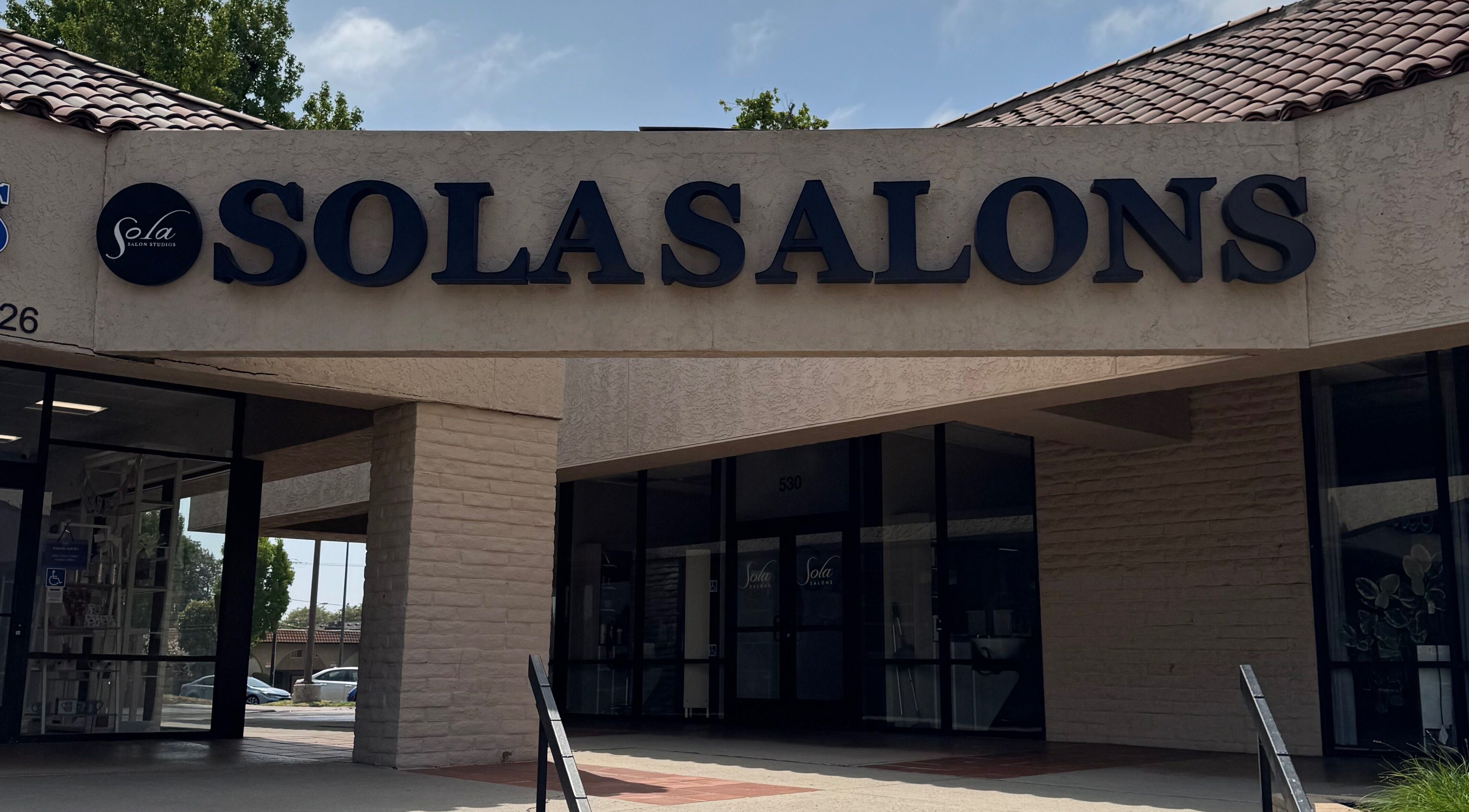 Entrance of Fetelash Studio in Monrovia, California, US displays inviting salon ambiance.