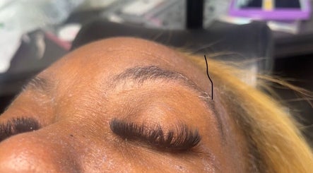 Close-up of expertly crafted eyelash extensions at Obsessed Beauty Bar, Bedford, Ohio, US.