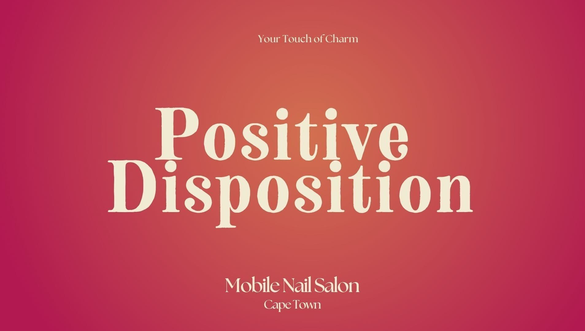 Positive Disposition logo on a pink backdrop at Cape Town, Western Cape, ZA.