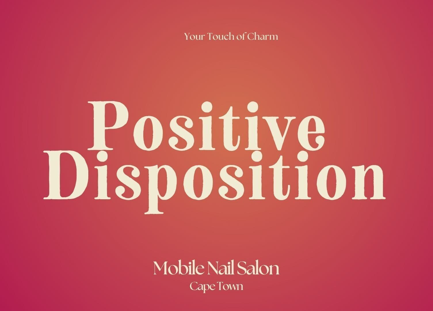 Positive Disposition logo on a pink backdrop at Cape Town, Western Cape, ZA.