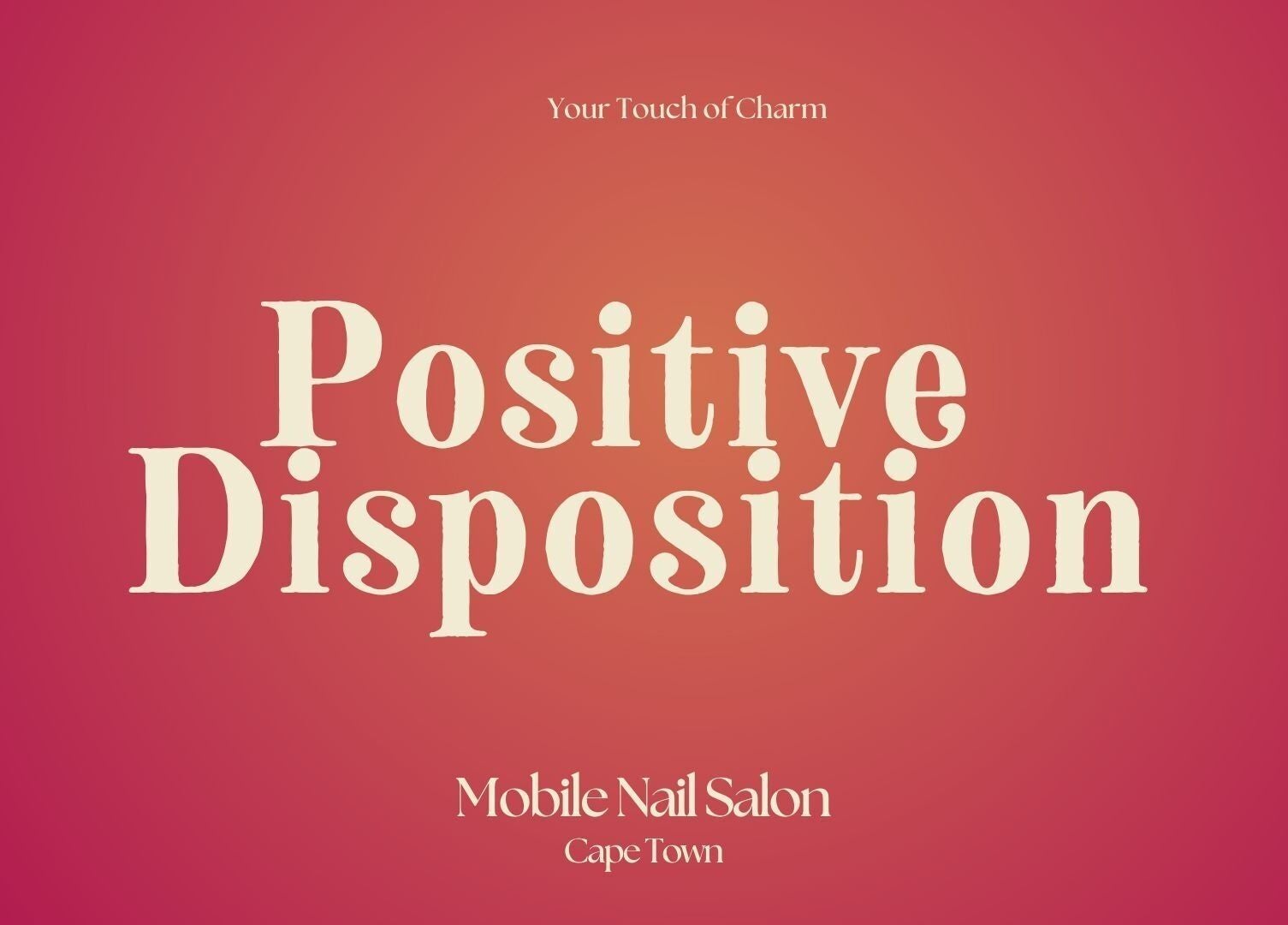 Positive Disposition logo on a pink backdrop at Cape Town, Western Cape, ZA.
