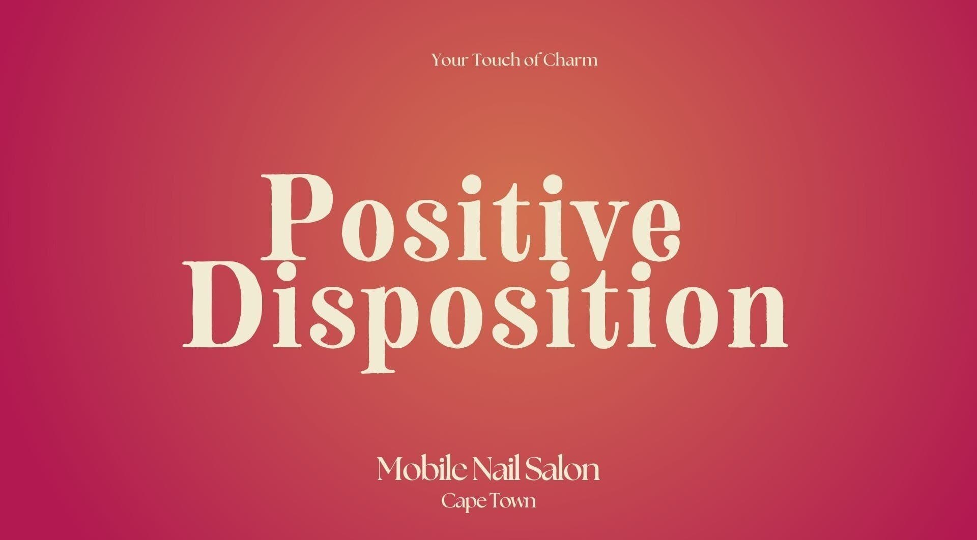 Positive Disposition logo on a pink backdrop at Cape Town, Western Cape, ZA.