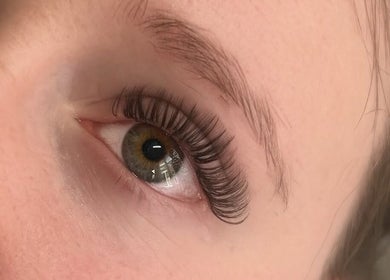 Close-up of eye with stylish eyelashes at Beauty By Yas, Attleborough, England, GB.