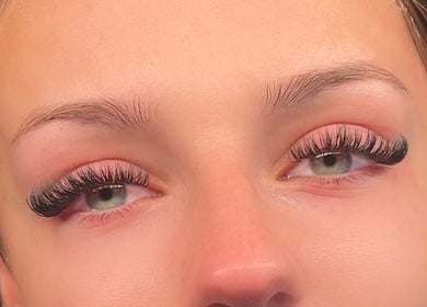 Close-up of volumized lashes at Beauty By Yas, Attleborough, England, GB, showcasing expert styling.