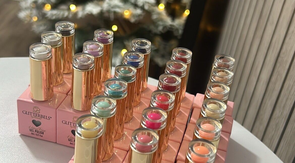 Elegant nail polish display at Beauty By Yas, Attleborough, England, GB showcasing vibrant colors.