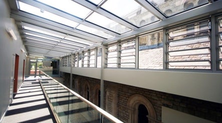 Bright hallway with skylights at True Circle, Oxford, England, GB.
