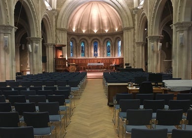 Spacious hall with elegant archways at True Circle, Oxford, England, GB, ideal for events and gatherings.