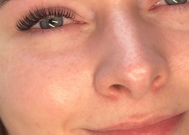 Close-up of enhanced eyelashes at Lucy_Lashesx, Dublin, County Dublin, IE, showcasing lash extension work.