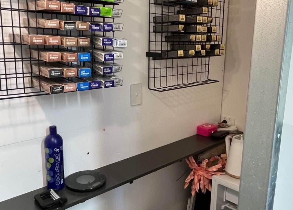 Color selection at Shac Studio, Forbes, New South Wales, AU showcasing professional hair care products.