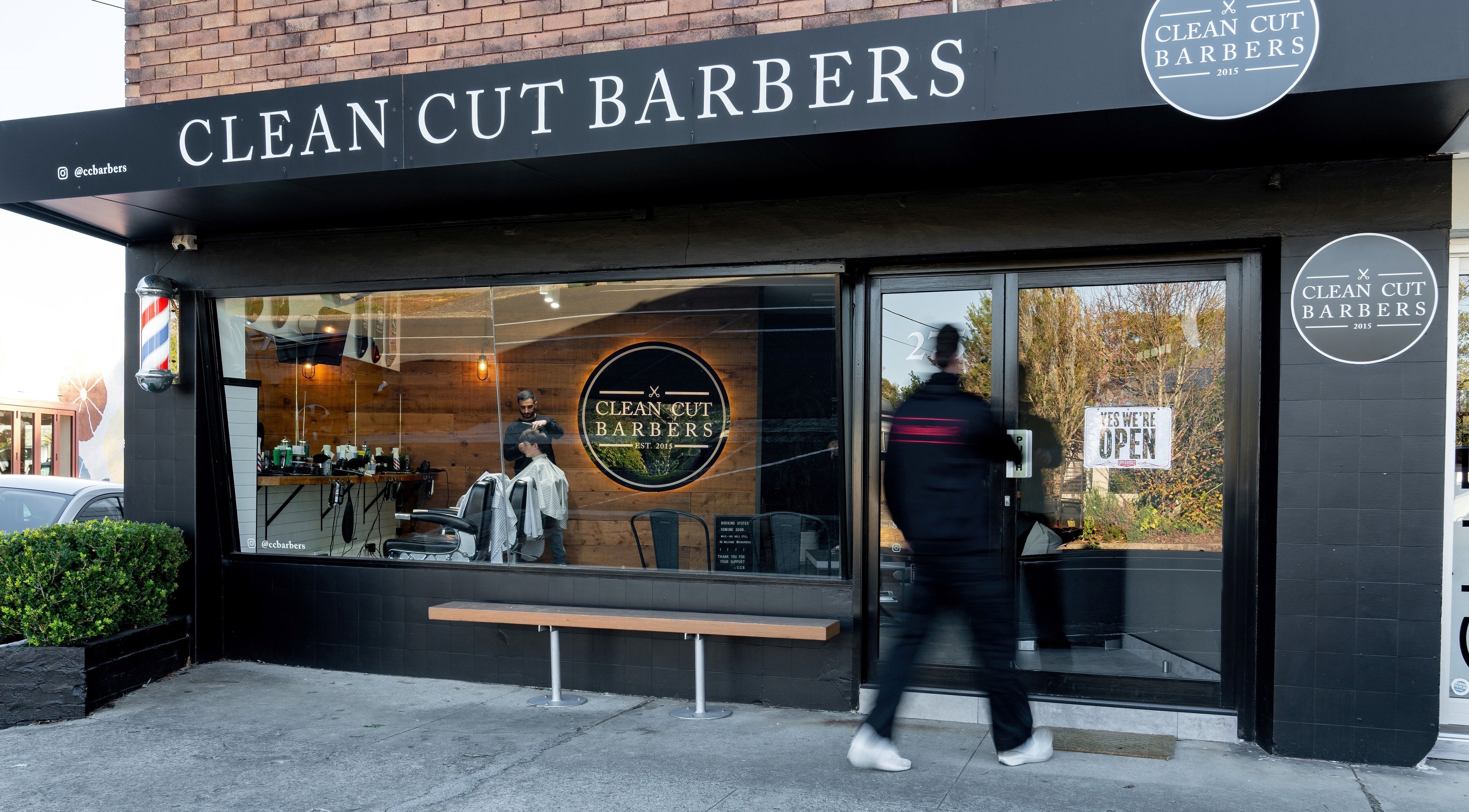 Clean Cut Barbers storefront in Caringbah South, New South Wales, AU, featuring a welcoming entrance.