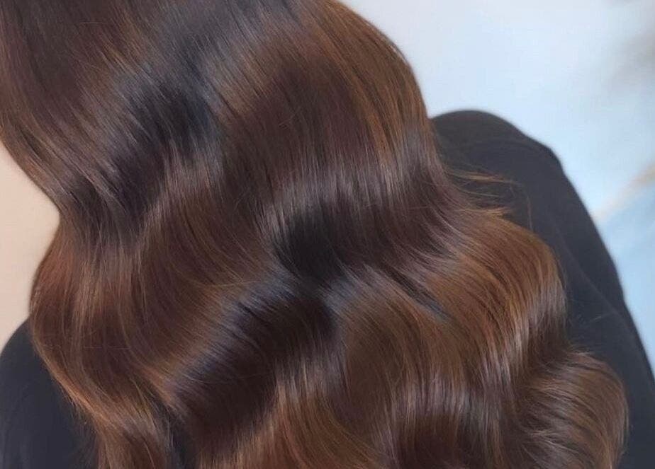 Glossy brown wavy hair at Aurore&Ember in Ryton, England, GB.
