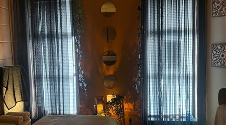 Relaxation room with soft lighting at Soul Massage Therapy, Livingston, Scotland, GB.