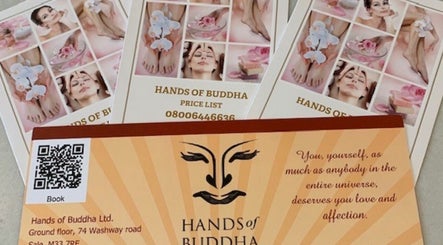 Hands of Buddha brochure featuring services at Glam & Glow By Fatimah, Sale, England, GB.