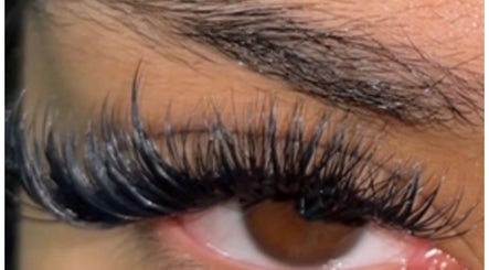 Close-up of voluminous eyelashes at Lashed Out Bad Aesthetics, New Barnet, England, GB.