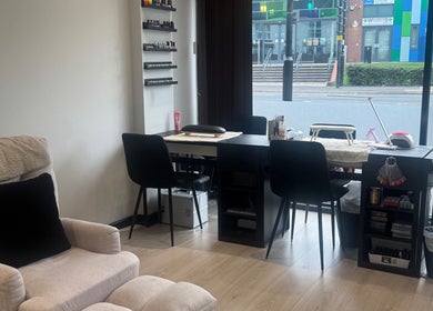 Relaxing nail stations at Gigi's Skin Lab (inside Lumóra), Sheffield, England, GB with serene decor.