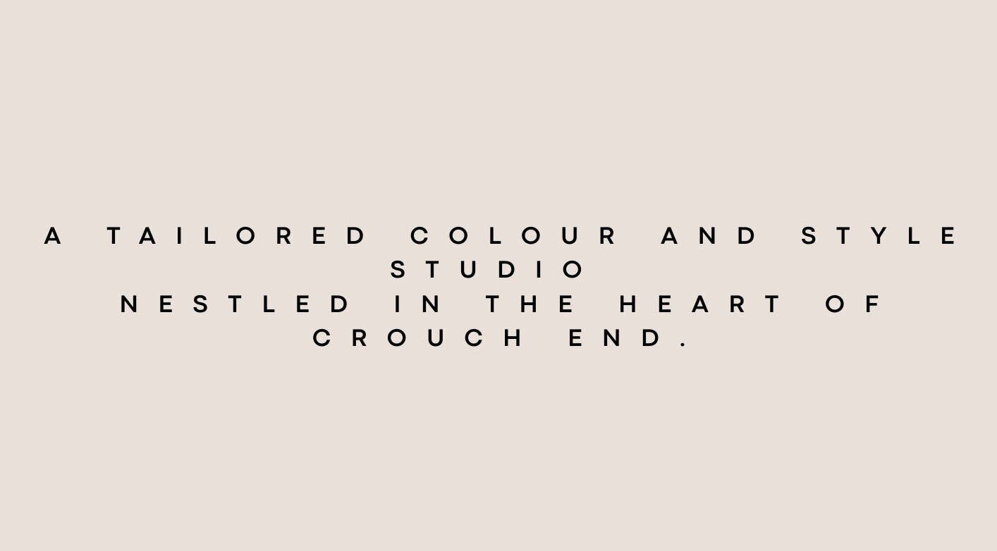 Elegant text promoting HUĒ, a bespoke style studio in Crouch End, London, England, GB.