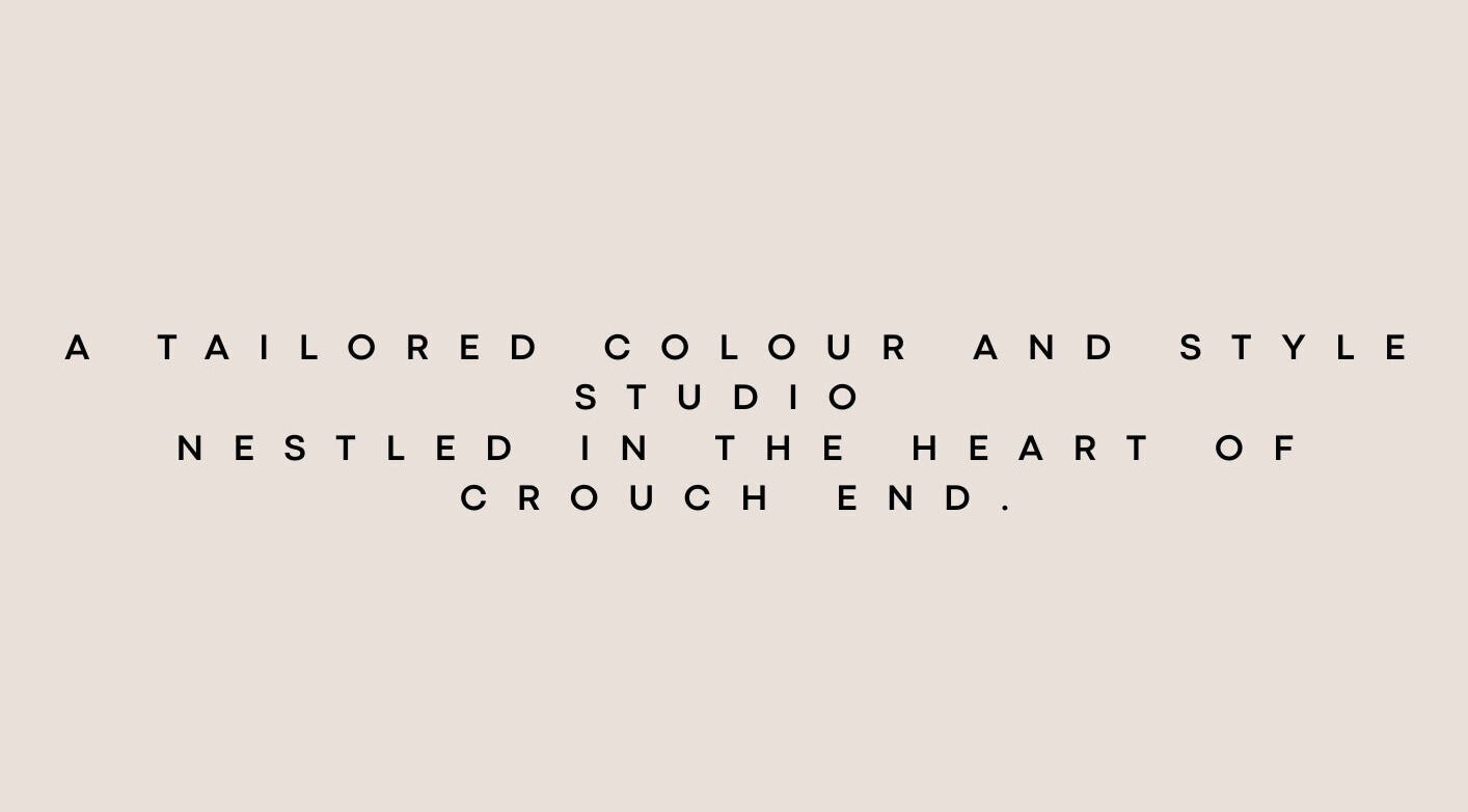 Elegant text promoting HUĒ, a bespoke style studio in Crouch End, London, England, GB.