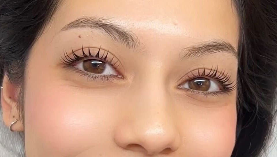 Close-up of a client's elegant lashes at S.G.L Studio, Toronto, Ontario, CA.