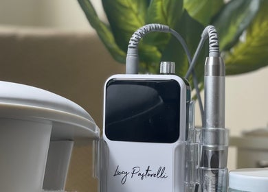 Sophisticated nail equipment at Kandyse Faye | Nail Artist, Wellingborough, England, GB. Modern and chic setup.
