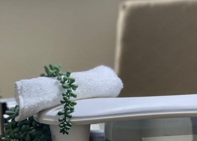 Relaxing spa chair with towel at Kandyse Faye | Nail Artist, Wellingborough, England, GB.
