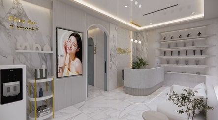 Reception area of Bangs Prime Skin Aesthetics in Makati City, Metro Manila, PH with modern decor.