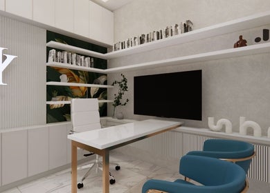 Modern office interior at Bangs Prime Skin Aesthetics, Makati City, Metro Manila, PH, featuring sleek design.